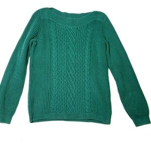 Tommy Hilfiger Green Cable Knit Women's Sweater Size Small
